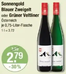 V Markt Sonnengold Blauer Zweigelt oder Grüner Veltliner Angebot