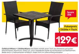 Rusta Cafétisch milano + 2 stühle milano Angebot