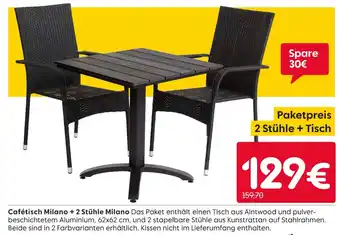 Rusta Cafétisch milano + 2 stühle milano Angebot