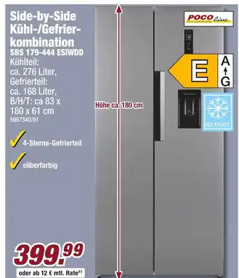 Poco Pocoline side-by-side kühl-/gefrierkombination sbs 179-444 esiwdd Angebot