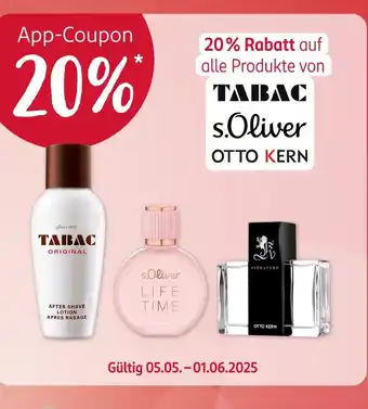 Rossmann Tabac 20% rabatt auf alle produkte von tabac, s.oliver, otto kern Angebot