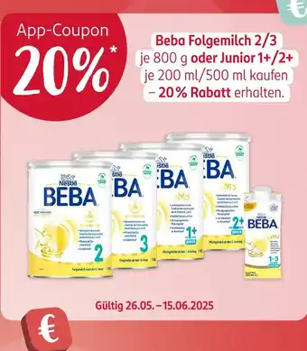 Rossmann Nestlé beba folgemilch 2/3 oder junior 1+/2+ Angebot