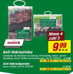 toom Baumarkt Toom anti-unkrautvlies oder anti-unkrautgewebe Angebot