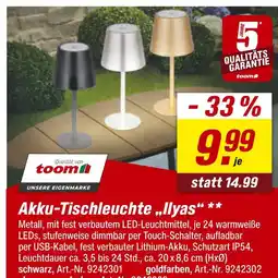 toom Baumarkt Akku-tischleuchte „ilyas“ Angebot