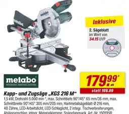 toom Baumarkt Metabo kapp- und zugsäge „kgs 216 m“ Angebot