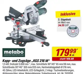 toom Baumarkt Metabo kapp- und zugsäge „kgs 216 m“ Angebot