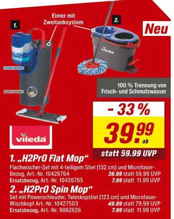 toom Baumarkt Vileda h2pro flat mop Angebot