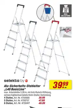 toom Baumarkt Selekta alu-sicherheits-stehleiter „l40 basicline“ Angebot