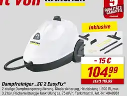 toom Baumarkt Kärcher dampfreiniger „sc 2 easyfix“ Angebot