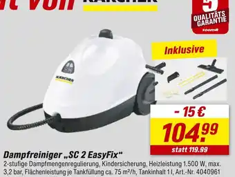 toom Baumarkt Kärcher dampfreiniger „sc 2 easyfix“ Angebot