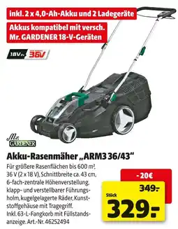 Hagebau Mr. gardener akku-rasenmäher „arm3 36/43“ Angebot