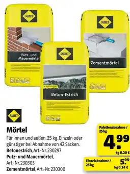 Hagebau Sakret betonestrich oder putz- und mauermörtel oder zementmörtel Angebot