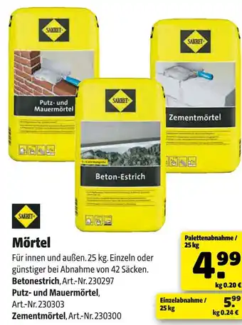 Hagebau Sakret betonestrich oder putz- und mauermörtel oder zementmörtel Angebot