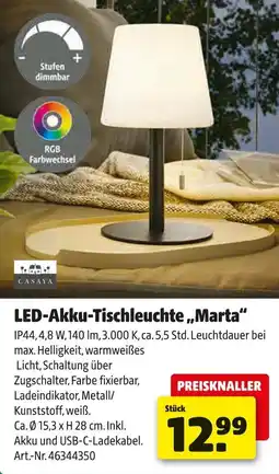 Hagebau Casaya led-akku-tischleuchte „marta“ Angebot