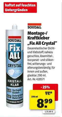 Hagebau Soudal montage-/kraftkleber „fix all crystal“ Angebot