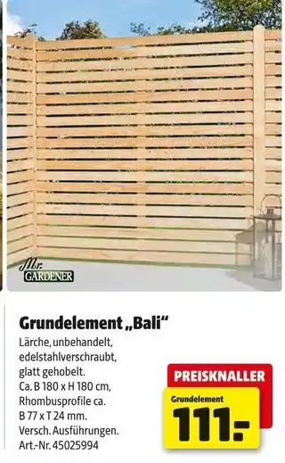 Hagebau Mr. gardener grundelement „bali“ Angebot