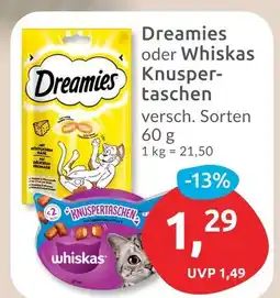 Budni Dreamies dreamies oder whiskas knuspertaschen Angebot