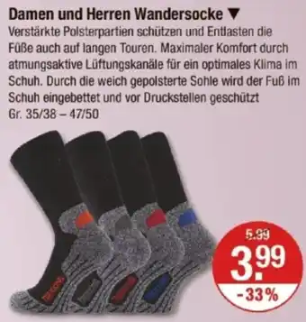 V Markt Damen und Herren Wandersocke Angebot