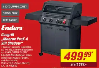toom Baumarkt Enders Gasgrill ,,Monroe ProX 4 SIR Shadow" Angebot