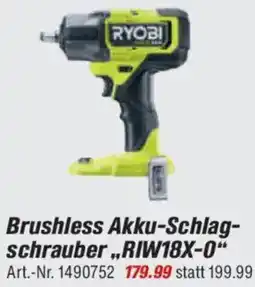 toom Baumarkt RYOBI Brushless Akku-Schlagschrauber ,,RIW18X-0" Angebot