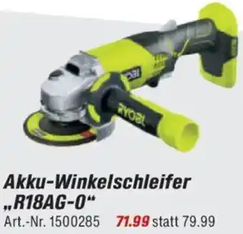 toom Baumarkt RYOBI Akku-Winkelschleifer ,,R18AG-0" Angebot