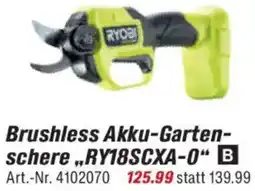 toom Baumarkt RYOBI Brushless Akku-Gartenschere ,,RY18SCXA-0" Angebot