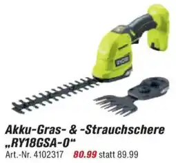 toom Baumarkt RYOBI Akku-Gras- & Strauchschere „RY18GSA-0" Angebot