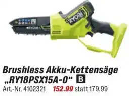 toom Baumarkt RYOBI Brushless Akku-Kettensäge ,,RY18PSX15A-0" Angebot