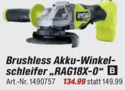 toom Baumarkt RYOBI Brushless Akku-Winkelschleifer ,,RAG18X-0" Angebot