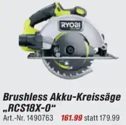 toom Baumarkt RYOBI Brushless Akku-Kreissäge ,,RCS18X-0" Angebot