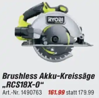 toom Baumarkt RYOBI Brushless Akku-Kreissäge ,,RCS18X-0" Angebot