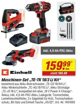 toom Baumarkt Einhell Maschinen-Set ,,TE-TK 18/3 Li Kit" Angebot