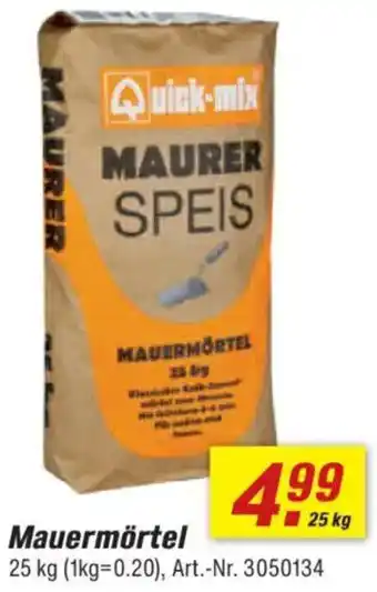 toom Baumarkt Quick-mix Mauermörtel Angebot