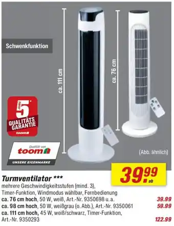 toom Baumarkt Turmventilator Angebot