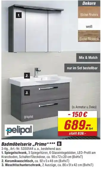 toom Baumarkt pelipal Badmöbelserie „Primo“ Angebot