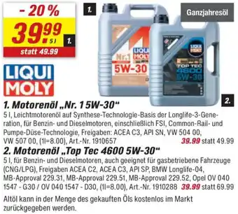 toom Baumarkt LIQUI MOLY Motorenöl ,,Nr. 15W-30" Angebot