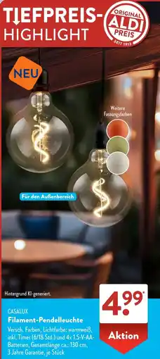 Aldi Süd CASALUX Filament-Pendelleuchte Angebot