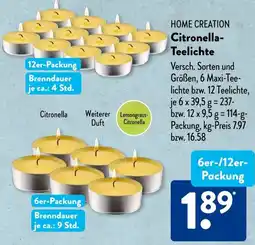 Aldi Süd HOME CREATION Citronella Teelichte Angebot