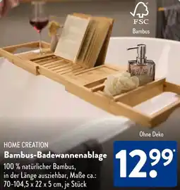 Aldi Süd HOME CREATION Bambus-Badewannenablage Angebot