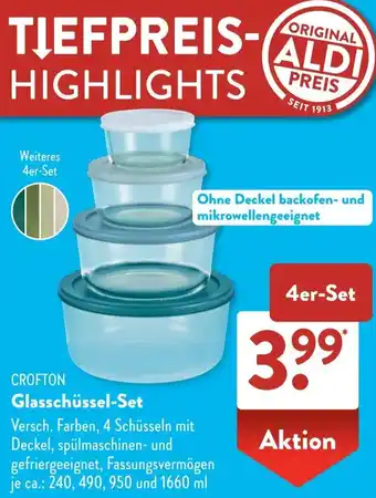 Aldi Süd CROFTON Glasschüssel-Set Angebot