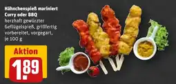 REWE Hähnchenspieẞ mariniert Curry oder BBQ Angebot