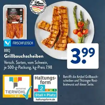 Aldi Süd BBQ Grillbauchscheiben Angebot