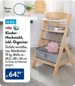 Aldi Süd roba Kinder- Hochstuhl, inkl. Organizer Angebot