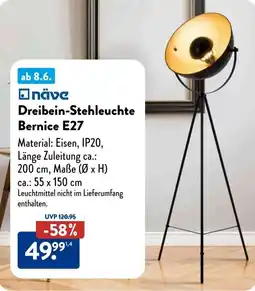 Aldi Süd näve Dreibein-Stehleuchte Bernice E27 Angebot