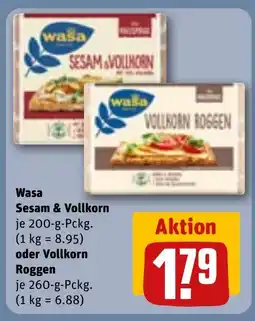 REWE Wasa Sesam & Vollkorn oder Vollkorn Roggen Angebot