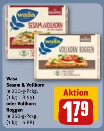 REWE Wasa Sesam & Vollkorn oder Vollkorn Roggen Angebot