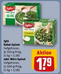 REWE Iglo Rahm-Spinat oder Würz-Spinat Angebot