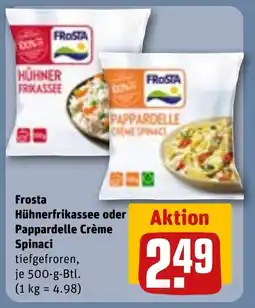 REWE Frosta Hühnerfrikassee oder Pappardelle Crème Spinaci Angebot
