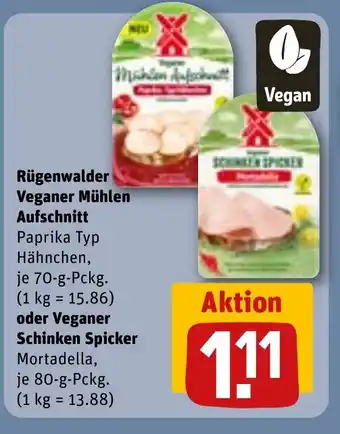 REWE Rügenwalder Veganer Mühlen Aufschnitt oder Veganer Schinken Spicker Angebot