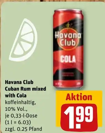 REWE Havana Club Cuban Rum mixed with Cola Angebot